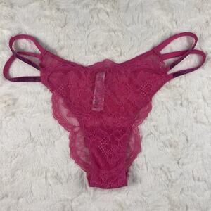 Victoria's‎ Secret Very Sexy Double Shine Strap Lace Brazilian Panty Pink Sz. L